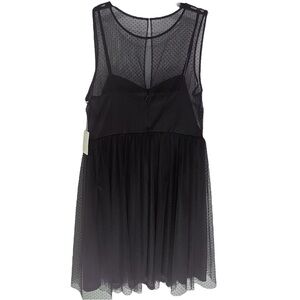 Lauren Conrad Size 12 NWT Black Sheer Top Layered Bottom/Lined Sleeveless Dress